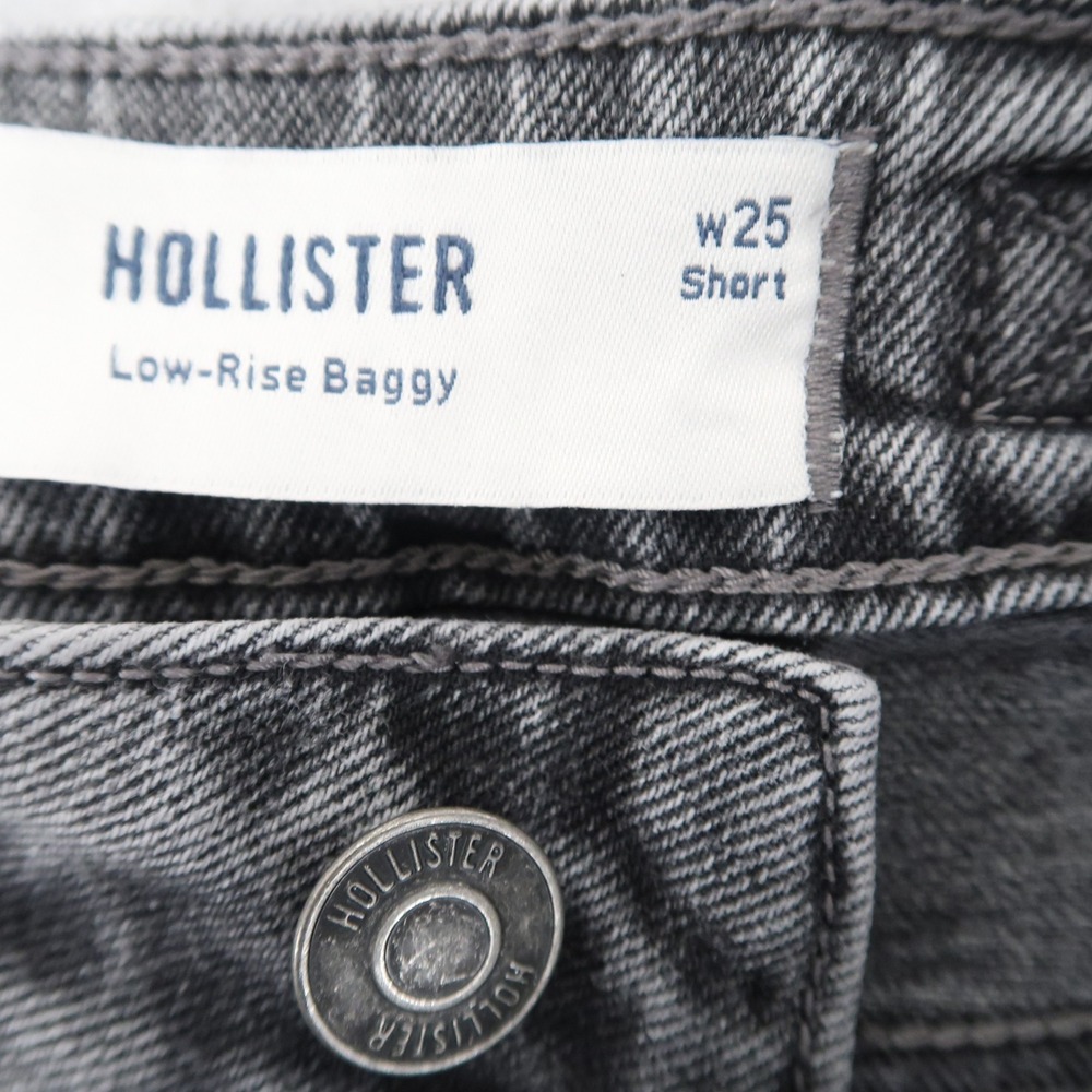 Hollister Jeans Womens 0S w25 Short Fits 26x29 Gray Low-Rise Baggy Cinch Back - Picture 5 of 13